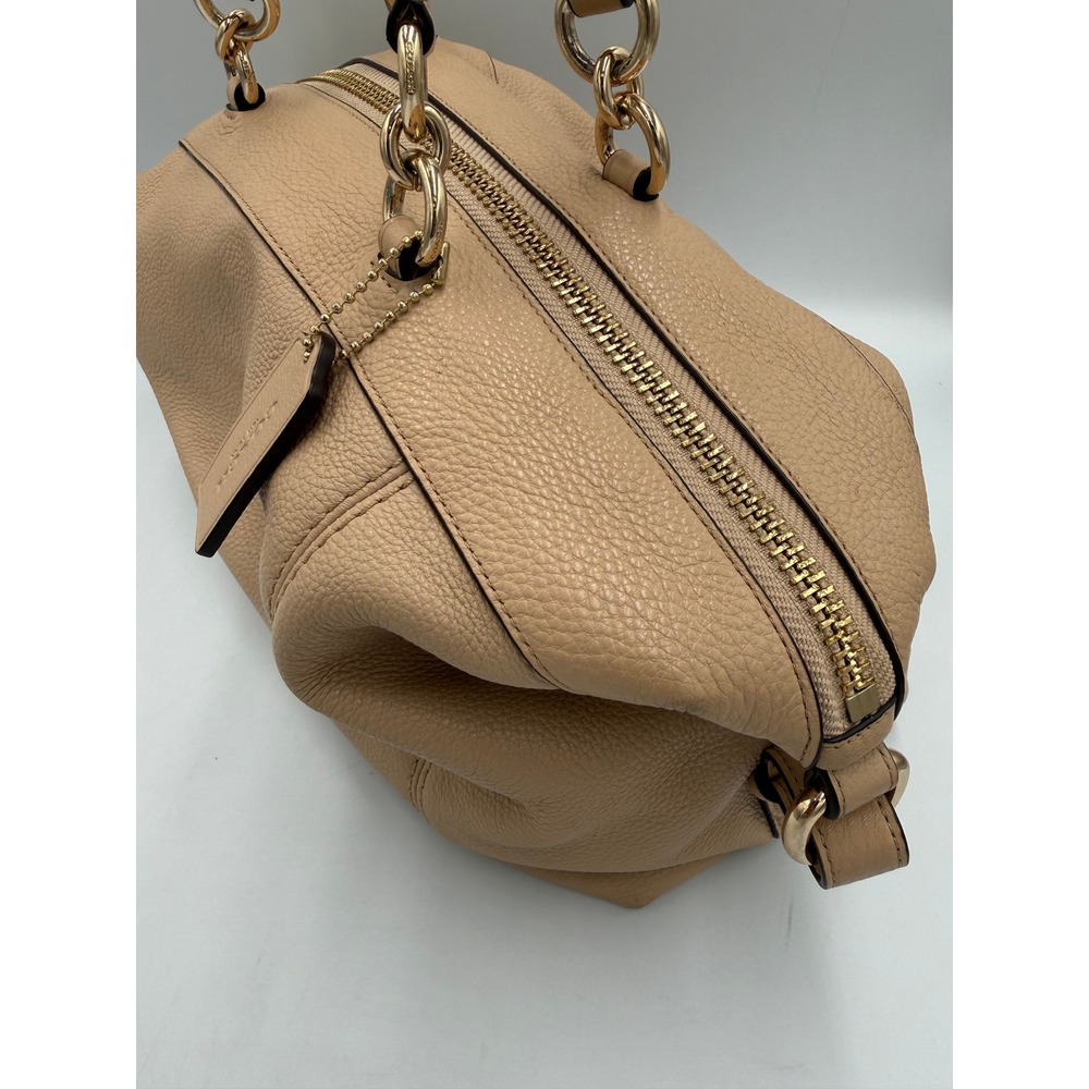 Coach Lenox Satchel F59325 Beechwood Pebble Leather Gold Hardware Handbag - Picture 6 of 16